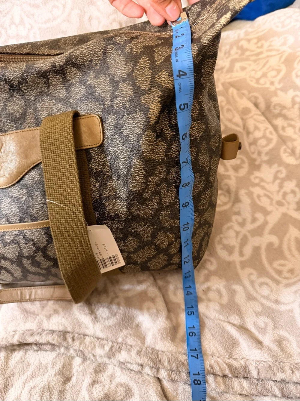 YSL Brown/Tan Logo Duffle Bag Large Zip Closure Silver Hardware | with COA